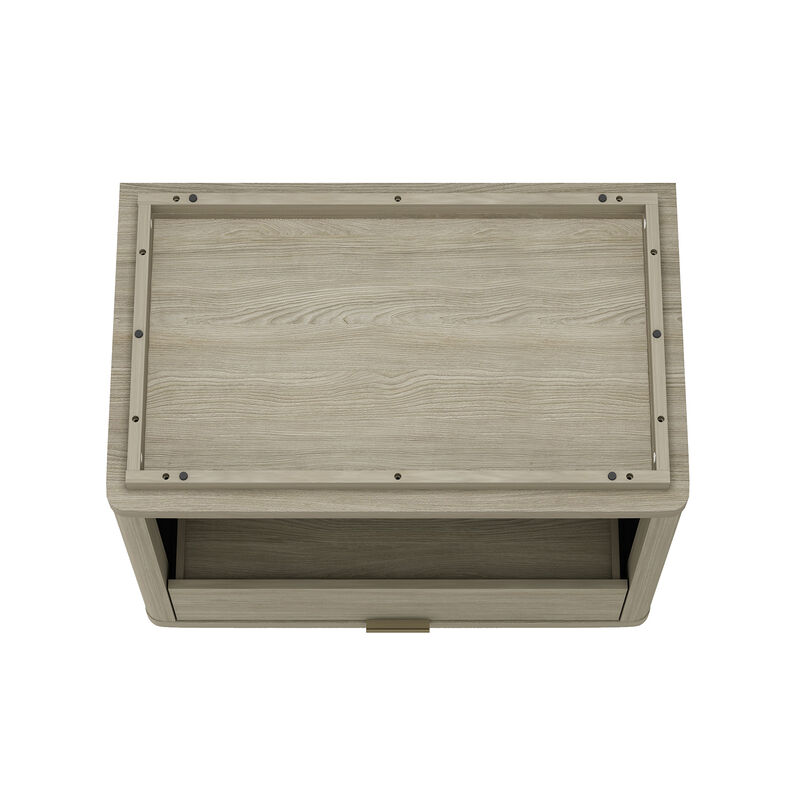 Evelyn Wide 1-Drawer Nightstand in Gray