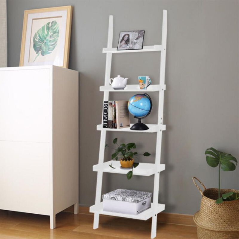 5-Tier Leaning Wall Display Bookcase