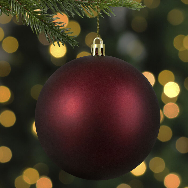 Matte Burgundy Shatterproof Christmas Ball Ornament 4" (100mm) image number 2