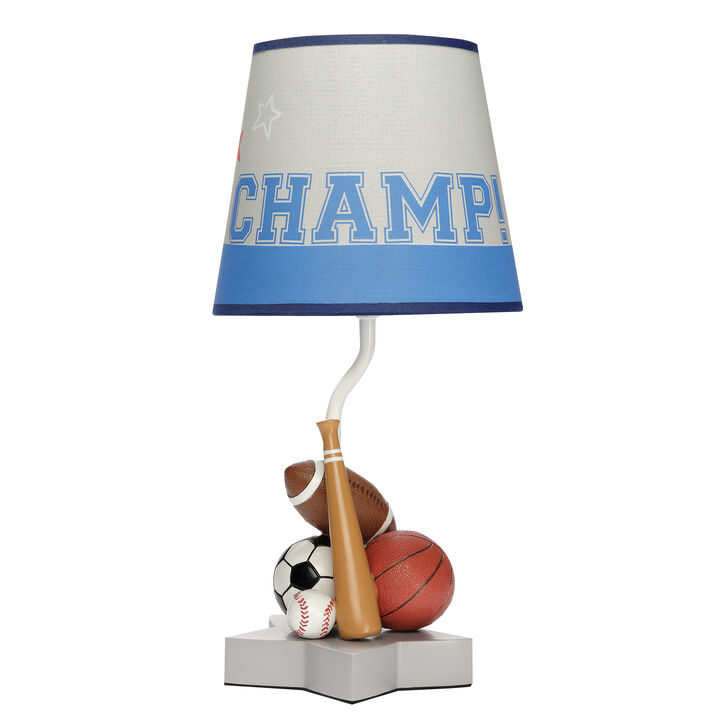 Lambs & Ivy Baby Sports Lamp with Shade & Bulb - Football/Basketball/Baseball