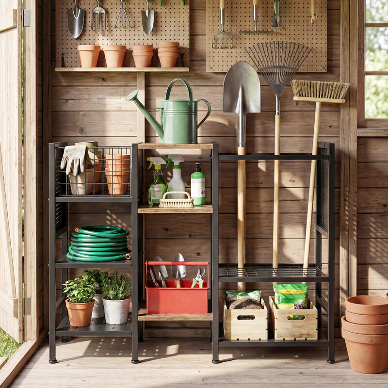 Wooden Garden Tool Organizer with Shelves for Garage, Shed and Utility Room image number 6