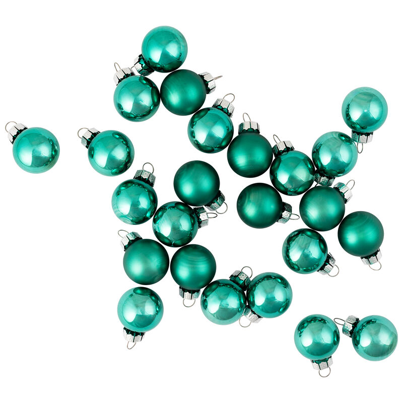 24ct Green 2-Finish Glass Christmas Ball Ornaments 1" (25mm) image number 7