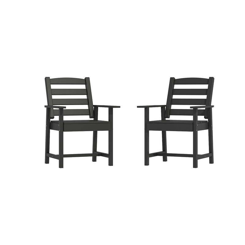 FUFU&GAGA HDPE Patio Dining Chair with Armrests, Waterproof, UV Resistant (Pack of 2) (23.6" W x 18.9" D x 33.5" H),Black