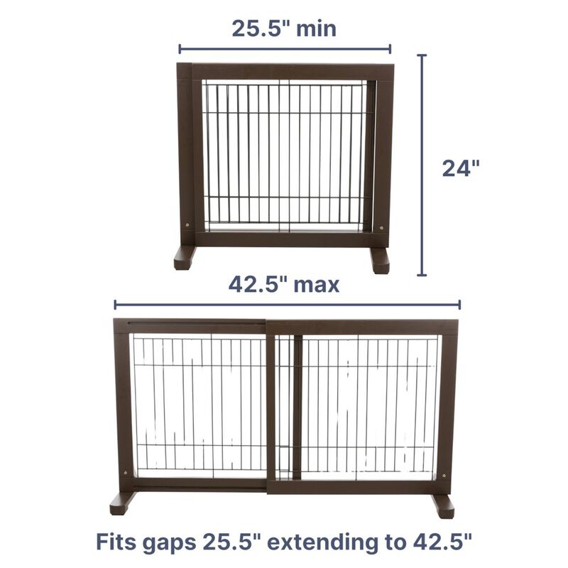 TRIXIE Adjustable Wooden Freestanding Pet Gate, Tall Step Over, Expands to 42.5" image number 2