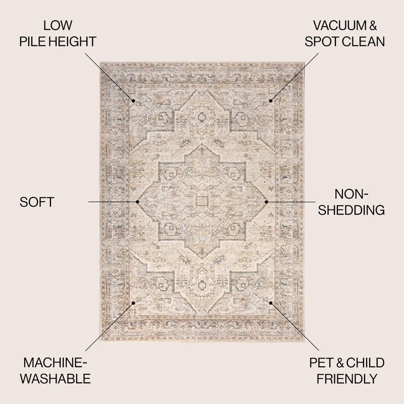 Koda Vintage Native American Medallion Machine-Washable Area Rug