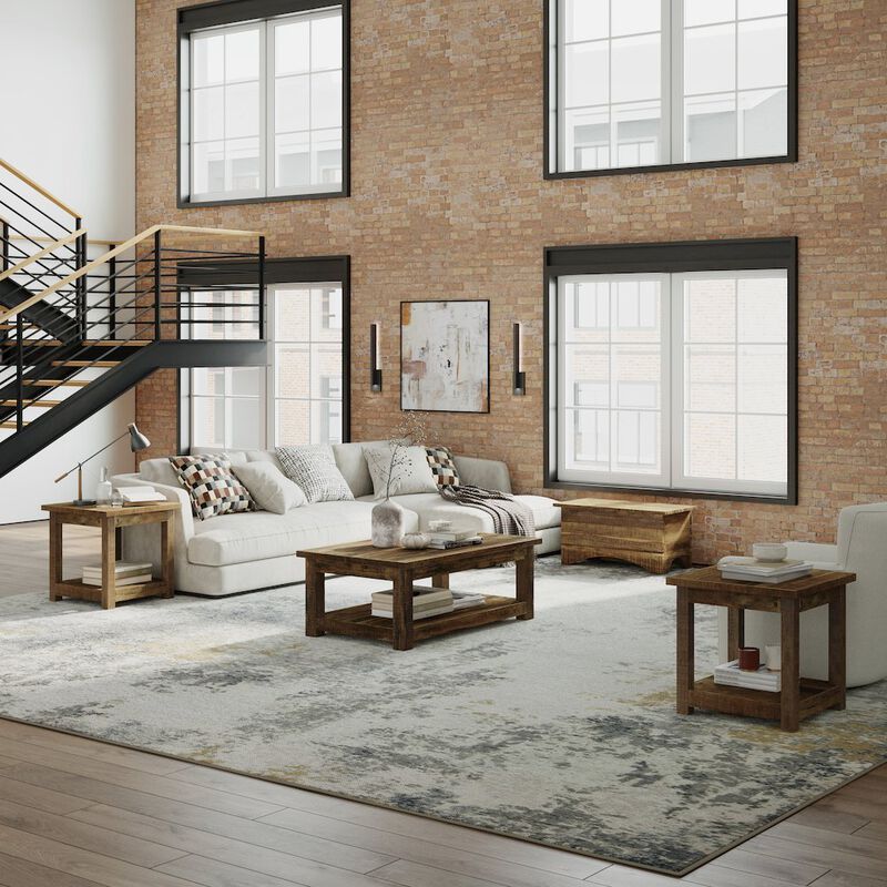 Jofran Reclamation Rustic Reclaimed Solid Wood Square End Table with Storage Shelf