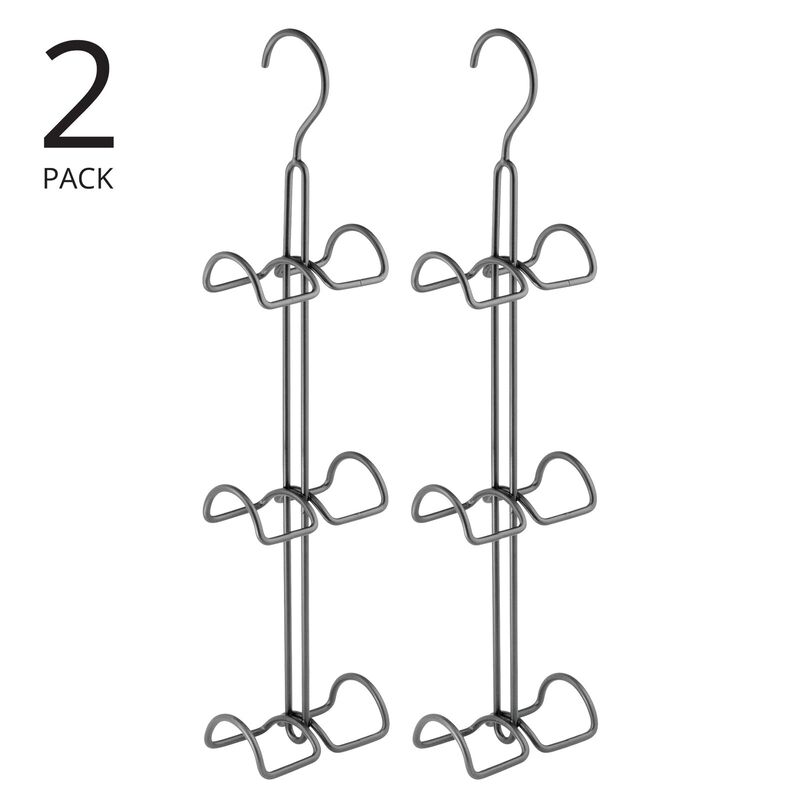 mDesign Metal Wire Over Closet Rod Hanging Handbag Organizer, 2 Pack image number 3