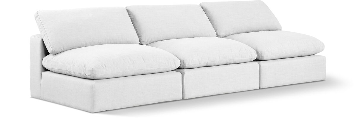 Meridian Furniture Comfy White Linen Textured Fabric Modular Sofa
