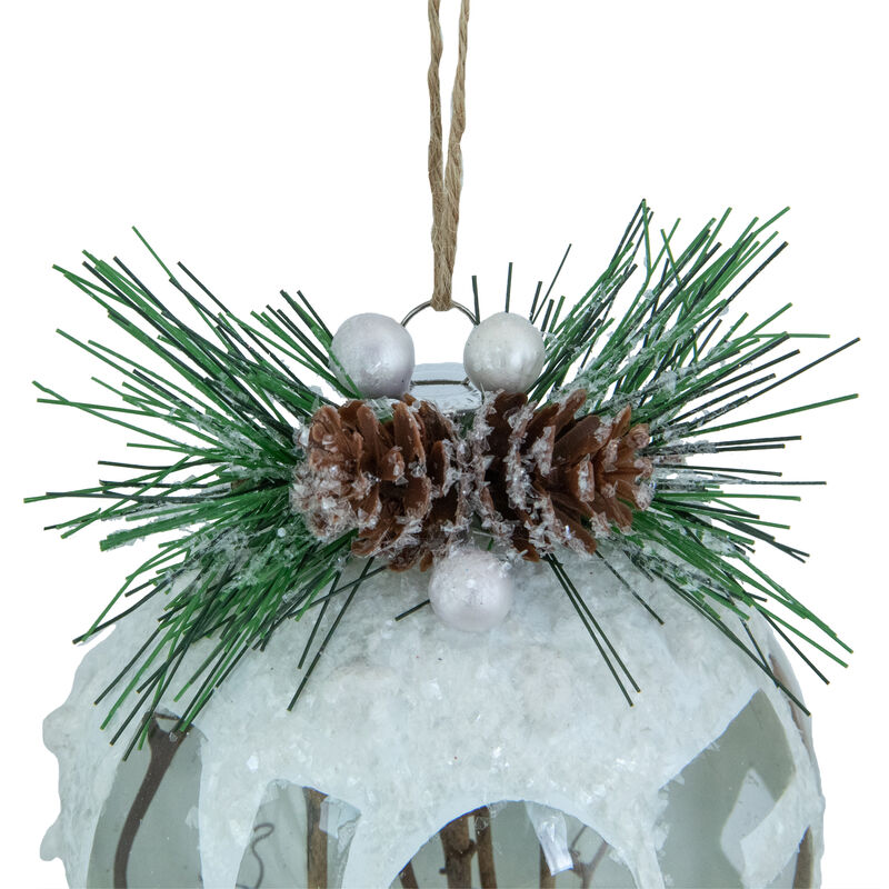 5" White Frosted NOEL With Holly and Berries Christmas Glass Ornament image number 4