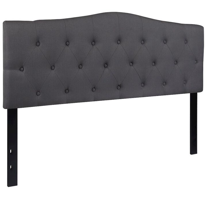 Flash Furniture Tufted Upholstered Queen Size Headboard in Dark Gray Fabric