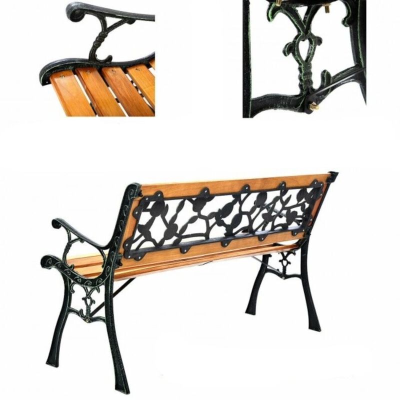 Hivvago Flowers Outdoor Patio Park Cast Iron Garden Porch Chair Bench