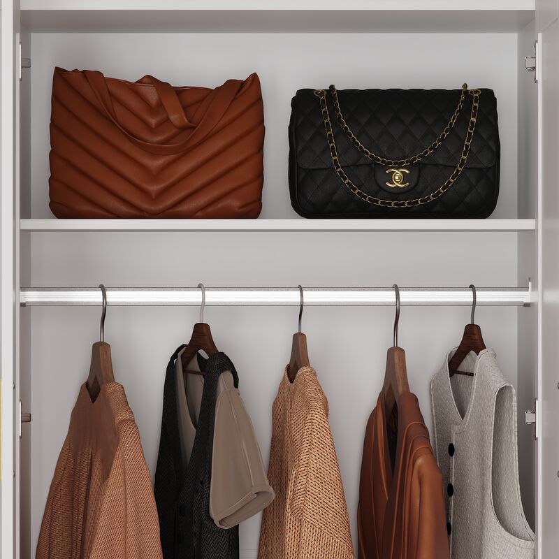 FUFU&GAGA L-Shaped Corner Wardrobe Combination with Large Storage Space, Adjustable Shelves, Hanging Rods, (98.4 in. W x 19.7 in. D x 94.5 in. H), White