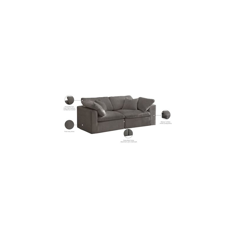 Meridian Furniture Cozy Grey Velvet Comfort Modular Sofa