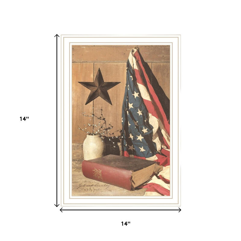 HomeRoots Set Of Two Star Spangled Night God And Country White Framed Wall Art image number 4