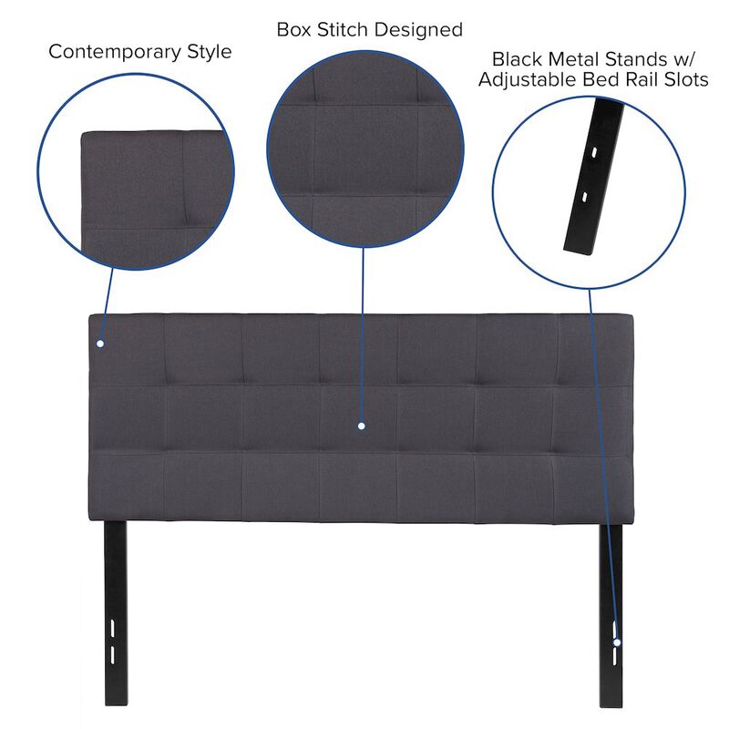 Flash Furniture Tufted Upholstered Full Size Headboard in Dark Gray Fabric image number 2