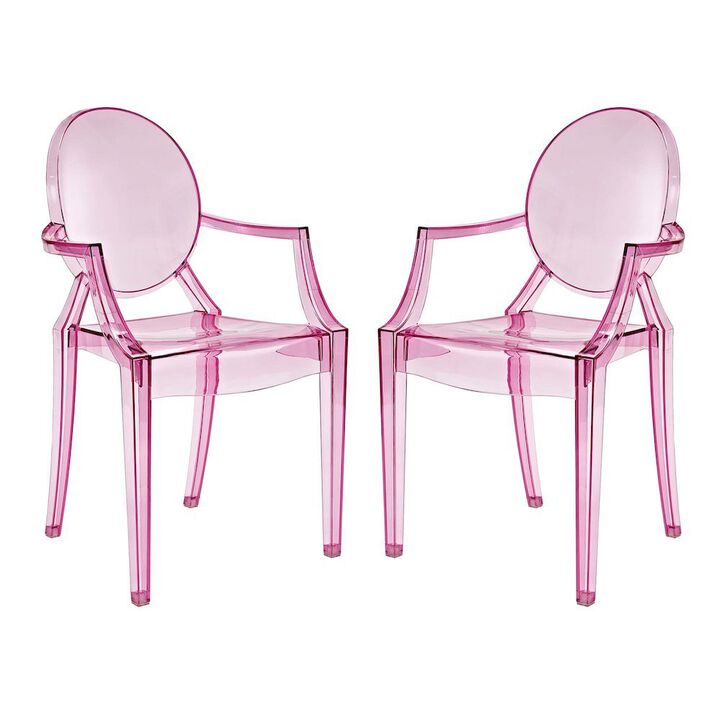 Acrylic Stackable Dining Armchair, Contoured Back, Blue