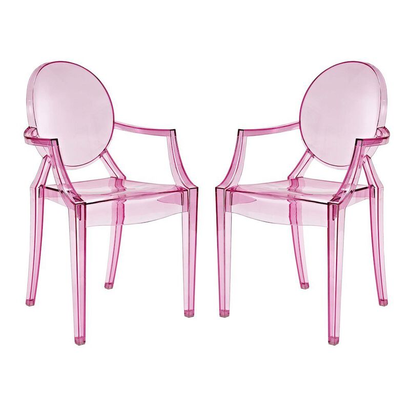 Acrylic Stackable Dining Armchair, Contoured Back, Blue image number 0