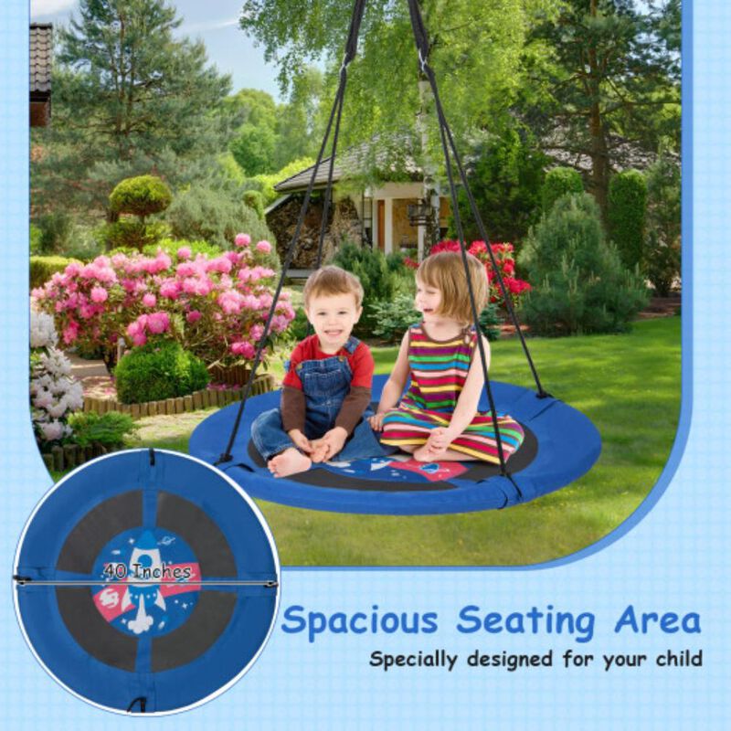 Hivvago 40 Inches Saucer Tree Swing with Adjustable Hanging Ropes and 900D Oxford Fabric - Forest