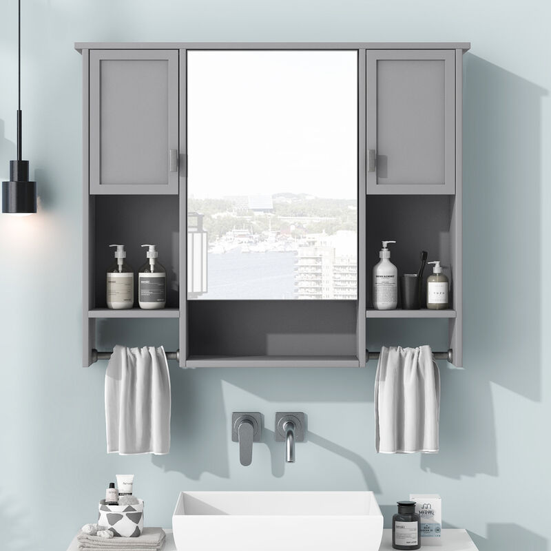 ELEMENT ACE Modern Wall Mounted Bathroom Storage Cabinet with Mirror and Towel Bar image number 4