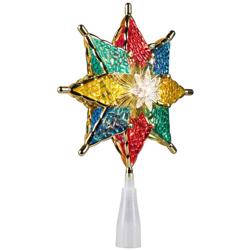 8" Pre-Lit Red and Green Crystal 8-Point Star Christmas Tree Topper - Clear Lights image number 3