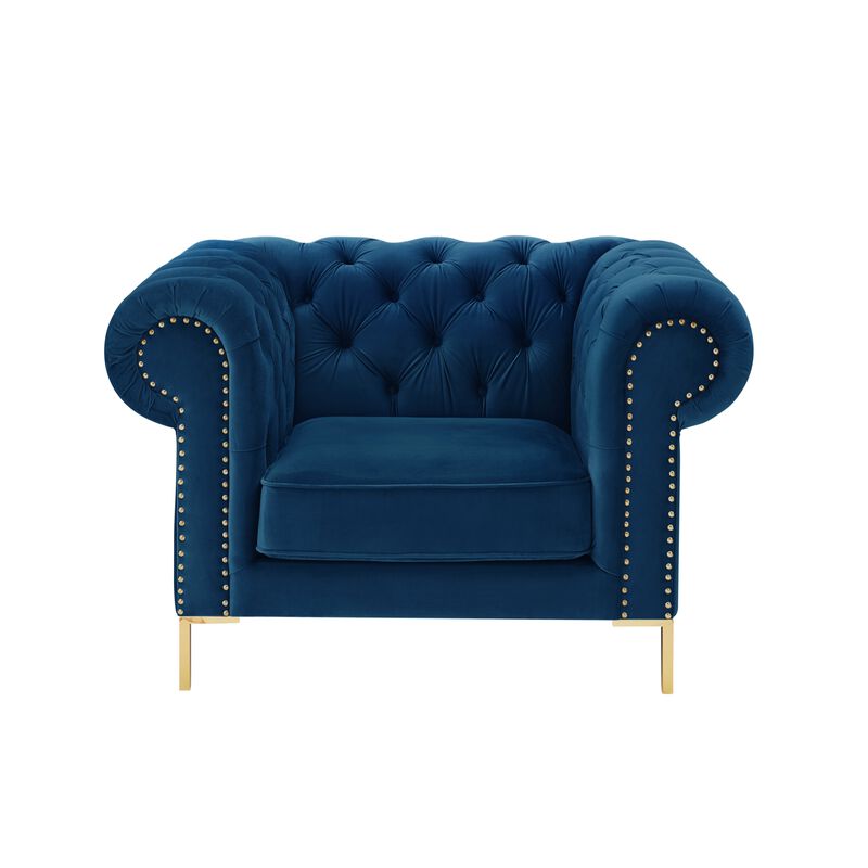 Inspired Home Zuleyka Velvet Chesterfield Club Chair