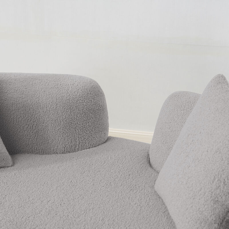GOODSILO Curved Compact Sofa with Teddy Velvet Upholstery and Medium-Firm Cushion Support image number 8