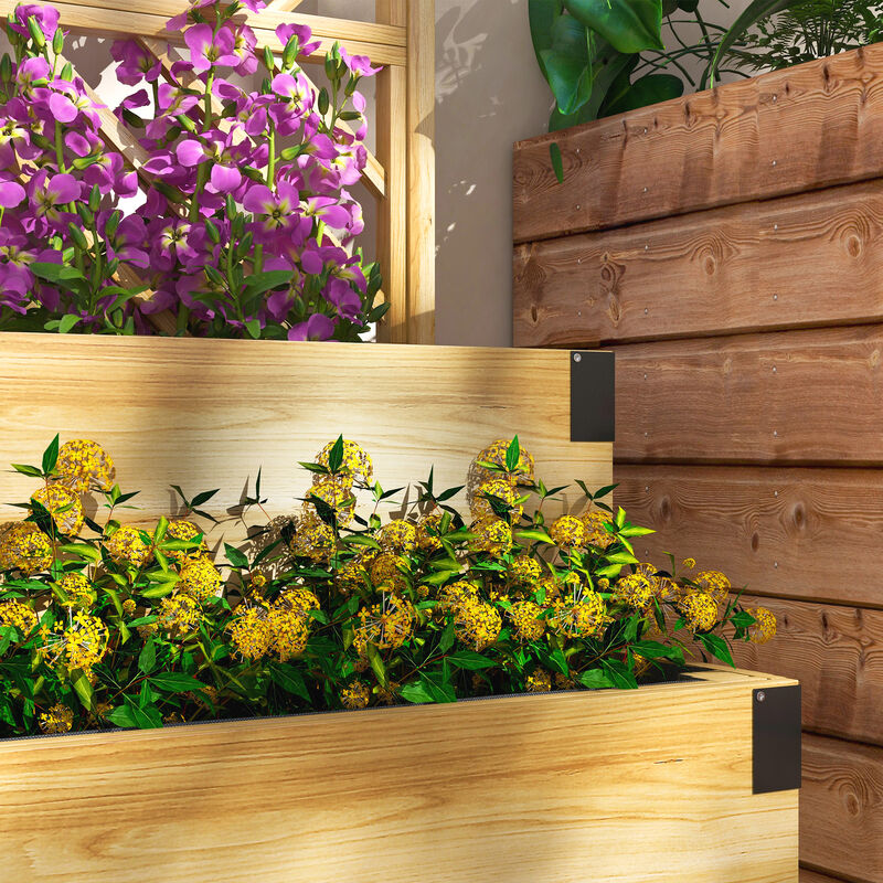 Hivvago 2-Tier Wooden Raised Garden Bed with Trellis image number 7