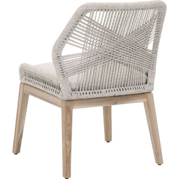 Dining Chair with Woven Rope Back, Set of 2,Brown and Gray-Benzara