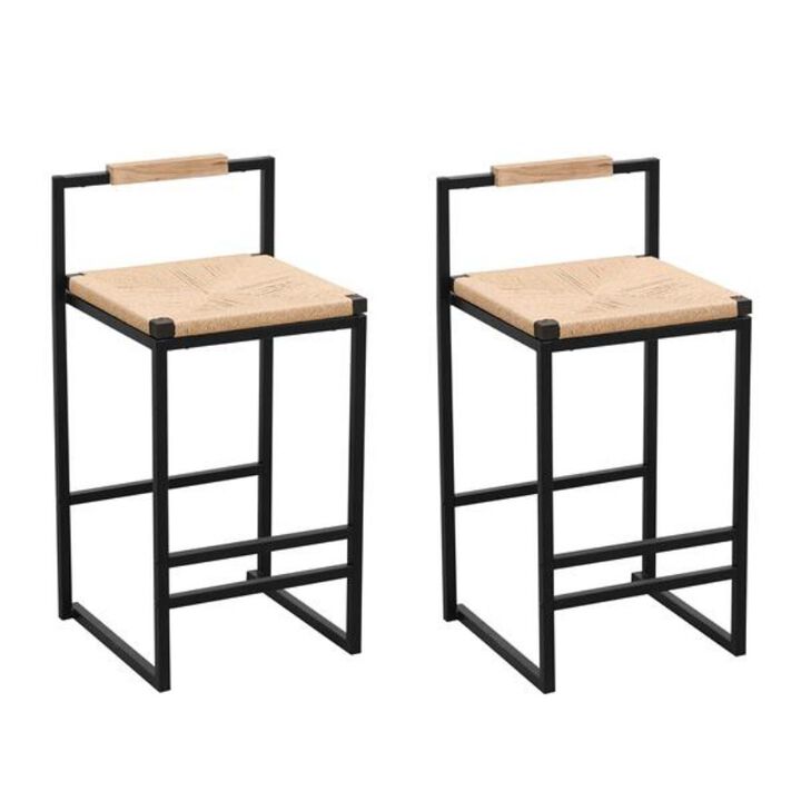 Set of 2 Bar Stools Counter Height Dining Chairs for Kitchen & Home Seating