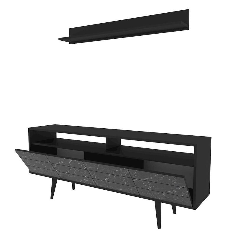 Decorotika Ola Tv Stand - Black & Bendire Marble