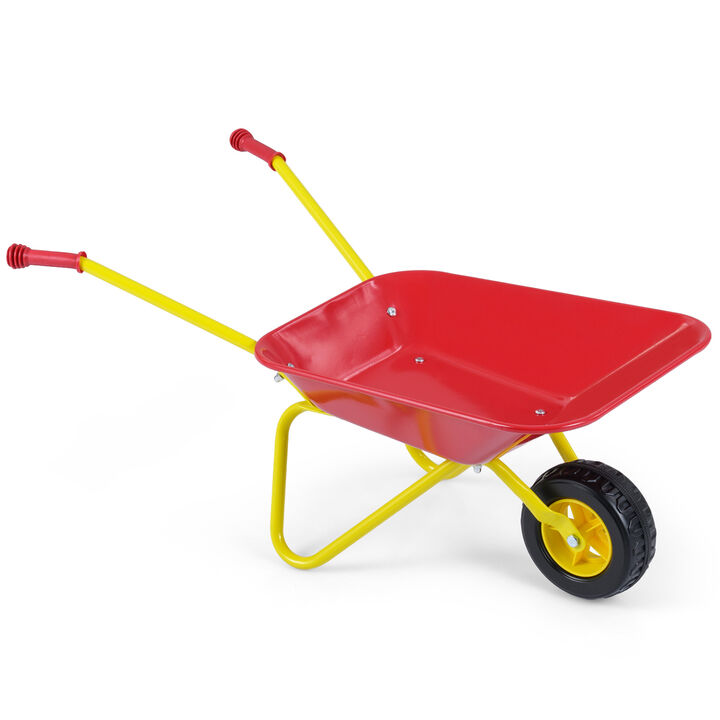 Kids Outdoor Wheelbarrow with All-Terrain Wheels for Gardening and Play