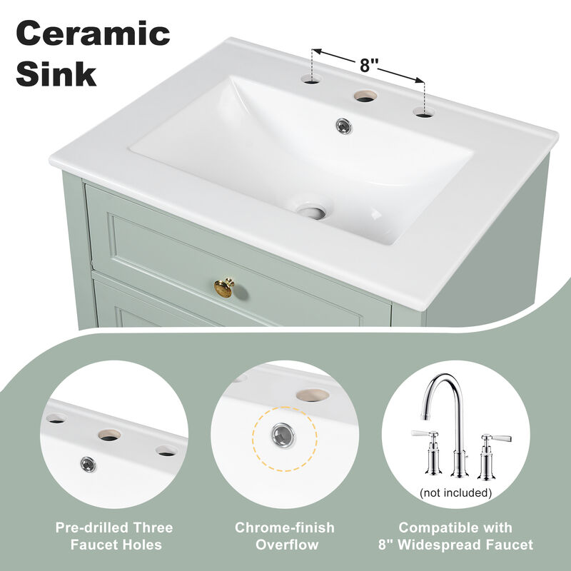 Merax Compact Bathroom Storage Vanity with Left Door Rack Cabinet & 2 Right Drawers image number 7
