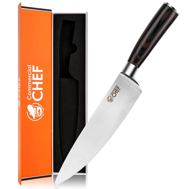 Commercial Chef Knife Japanese 8 inch High Carbon German Stainless Steel with Ergonomic Pakkawood Handle - Full Tang Ultra Sharp Blade Edge - High Carbon Stainless Steel Chef's Knives - Pakka Wood