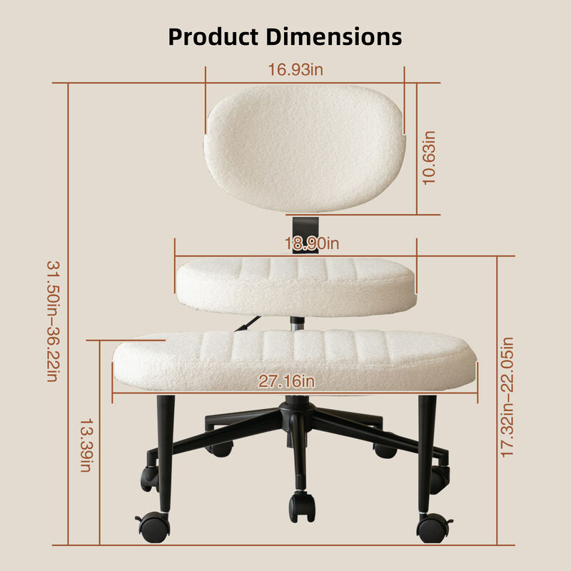 GOODSILO Ergonomic Multi-Position Cross Legged Office Chair, Swivel Rolling Meditation Fidget Chair with Back Support for Home Office image number 2