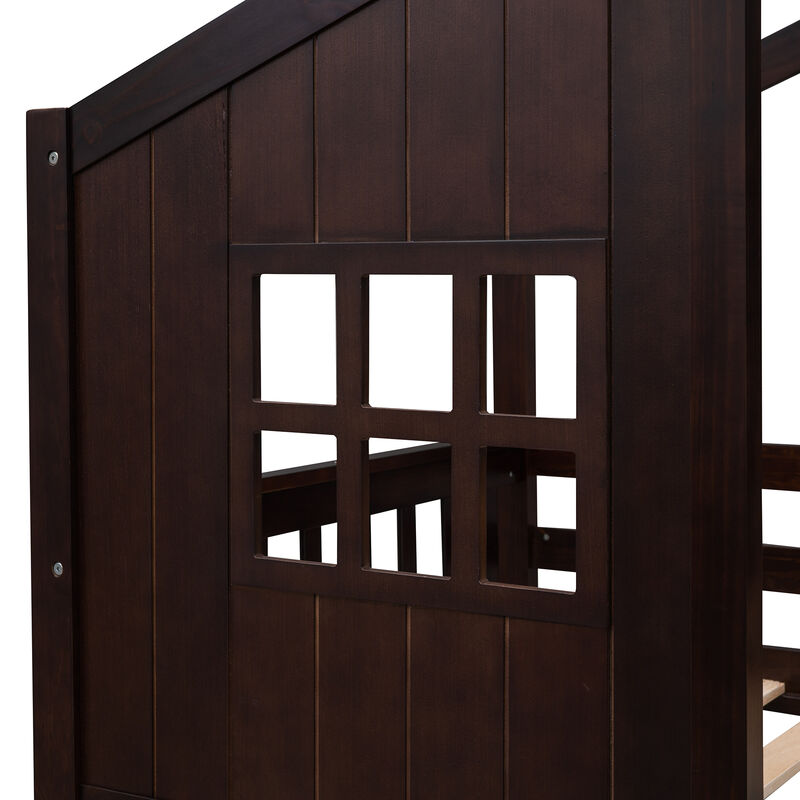 Merax twin Over Twin House Bunk Bed With Ladder