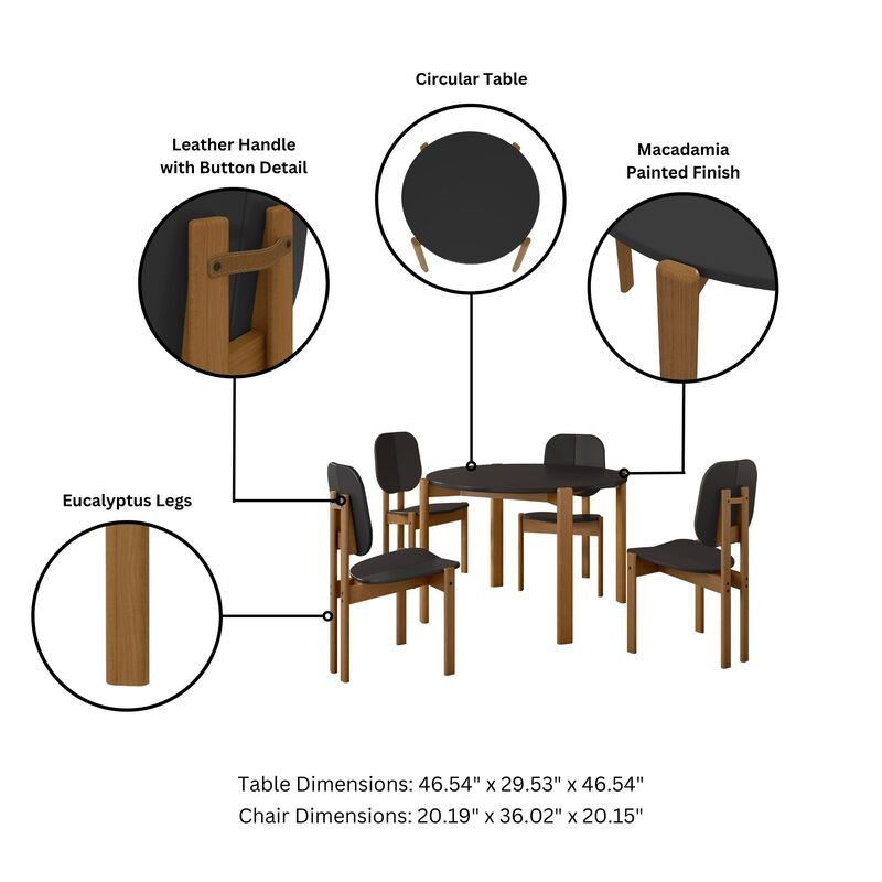 Gales Black Round Dining Set