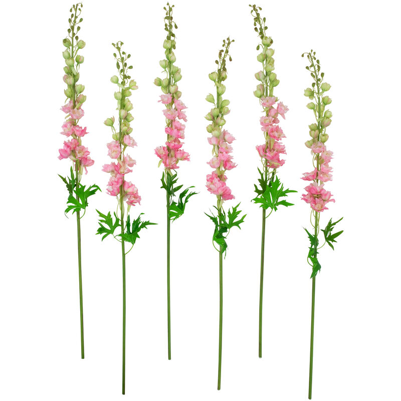 Set of 6 Pink Delphinium Artificial Floral Stems  40"