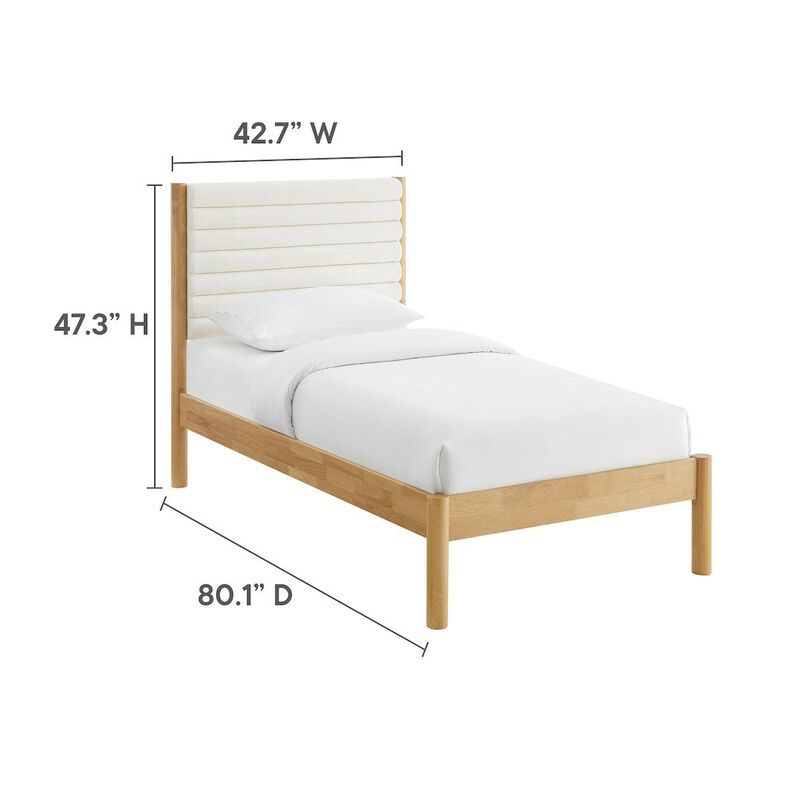 Olea Channel Tufted Boucle Solid Wood Twin Platform Bed image number 3