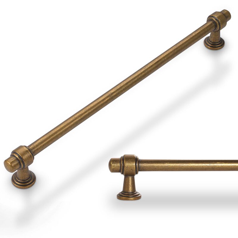 Amasideca 10 Pack Brushed Gold Cabinet Pulls 12.6 Inch(320mm) Hole Centers Kitchen Cabinet Handles Zinc Alloy Gold Drawer Pulls