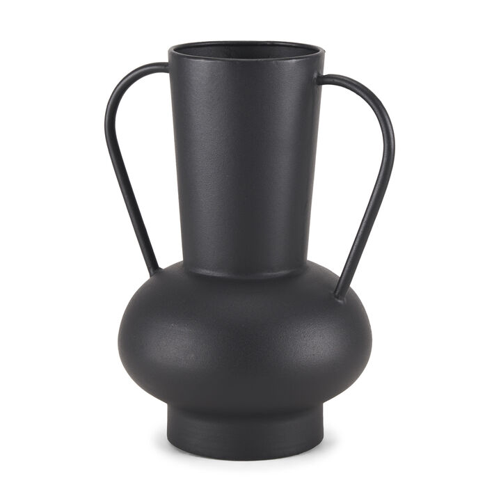 HomeRoots 11" Black Amphora Metal Table Vase
