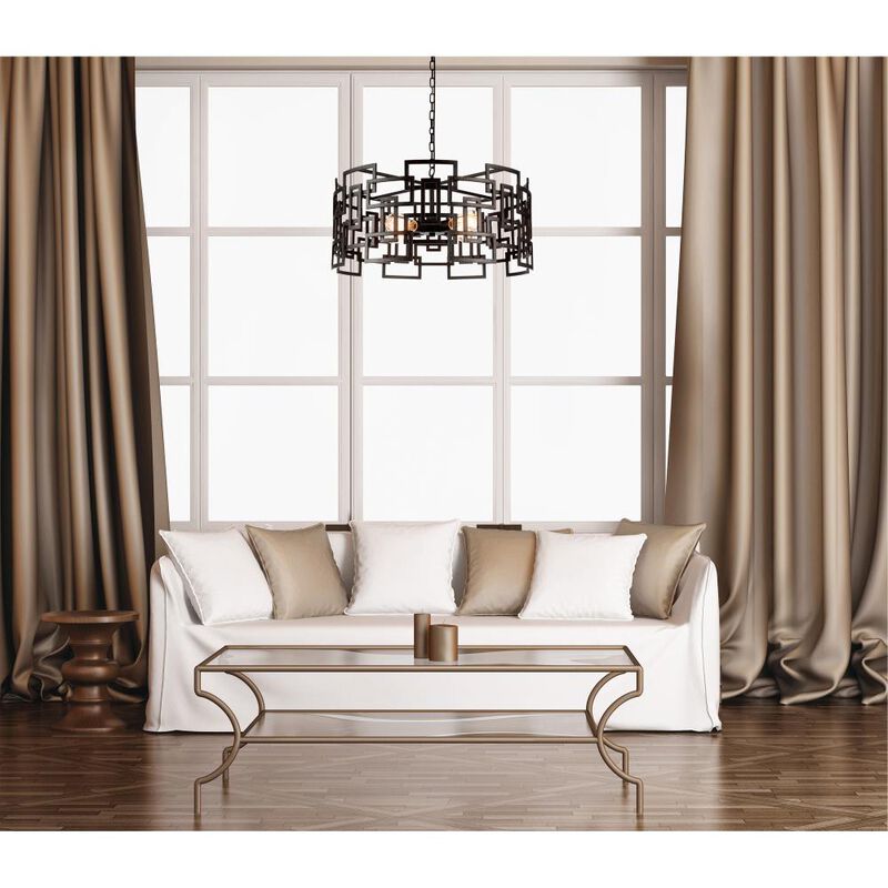 Litani 4 Light Down Chandelier With Brown Finish