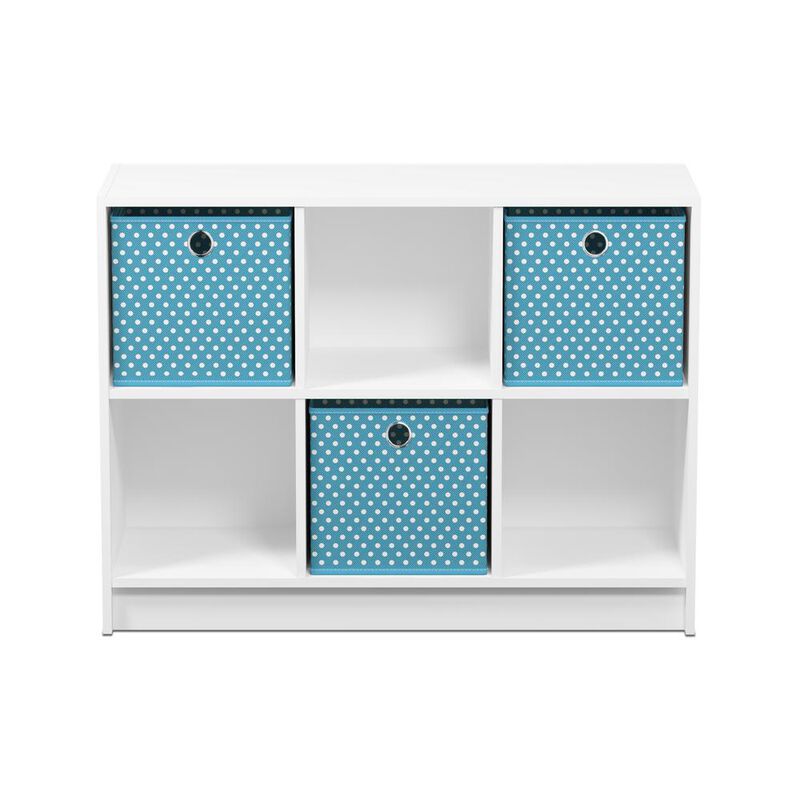 Furinno Basic 3x2 Bookcase Storage w/Bins, White/Light Blue, 99940WH/LBL