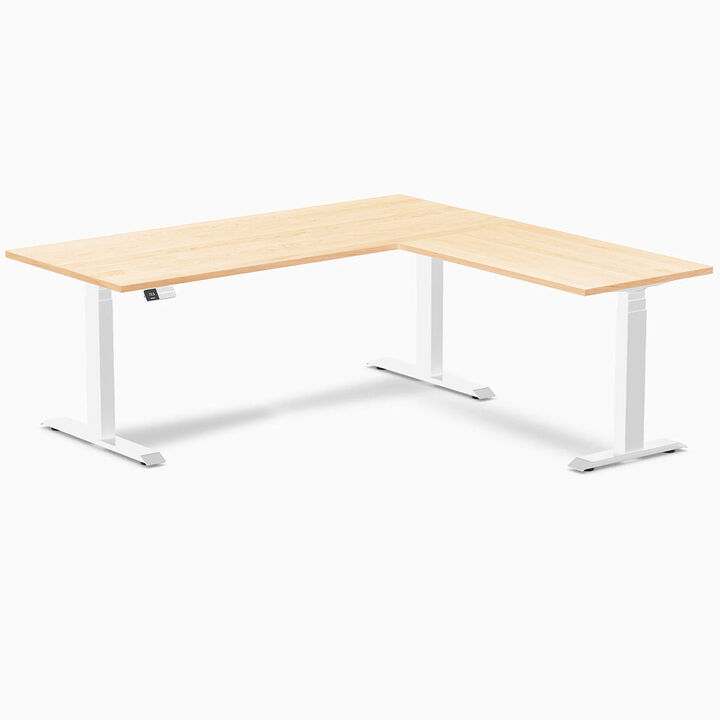 Desky Hardwood L-Shape Sit Stand Desk