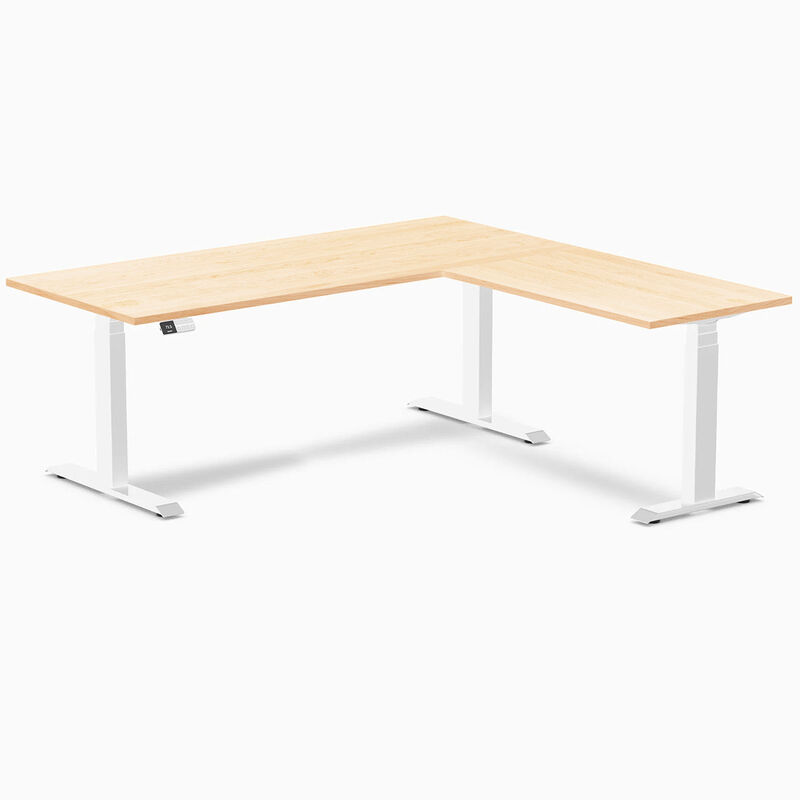Desky Hardwood L-Shape Sit Stand Desk image number 0