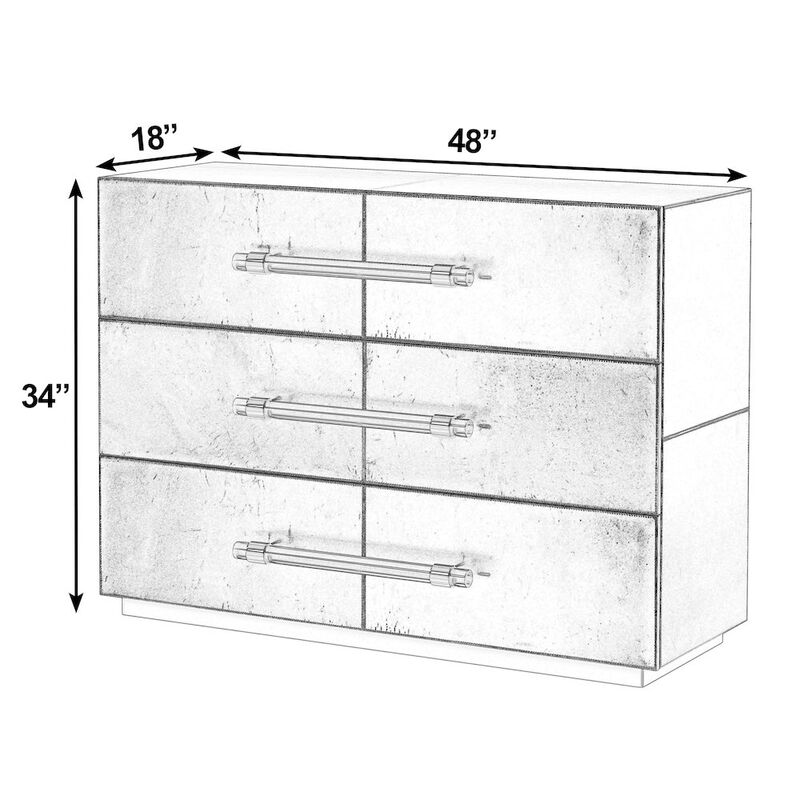 Butler Specialty Allman 48 in. W Wood and Leather 3 Drawer Accent Chest, Silver image number 3