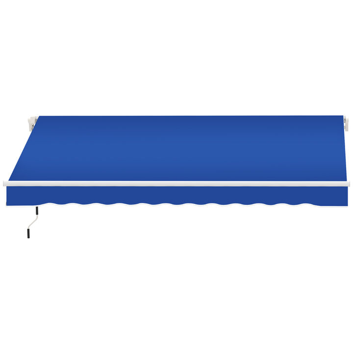 Outsunny 8' x 7' Patio Retractable Awning, Manual Exterior Sun Shade Deck Window Cover, Blue