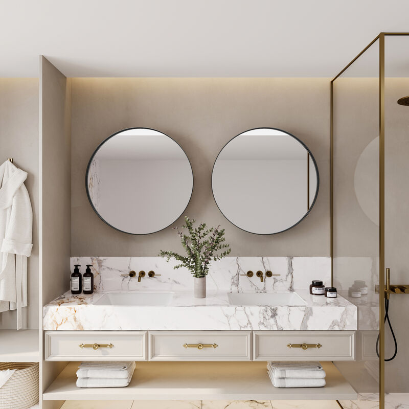 ELEMENT ACE Modern Round Metal Medicine Cabinet with Adjustable Shelves - Elegant Bathroom Storage Solution image number 8