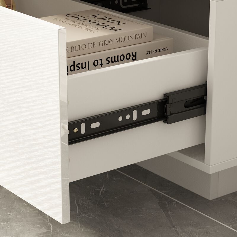 16.1 in. D x 30.7 in. H High Gloss White Wood 6-Drawer 45.3 in. W Chest of Drawers Storage Cabinet Modern Style