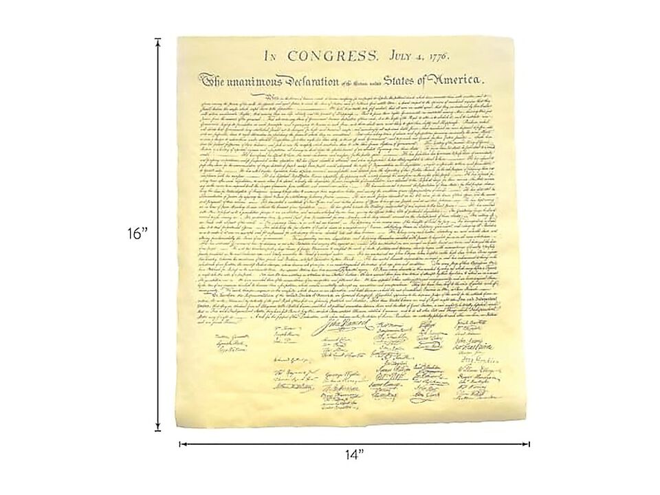 Declaration Independence Authentic Replica Printed Antiqued Genuine Parchment