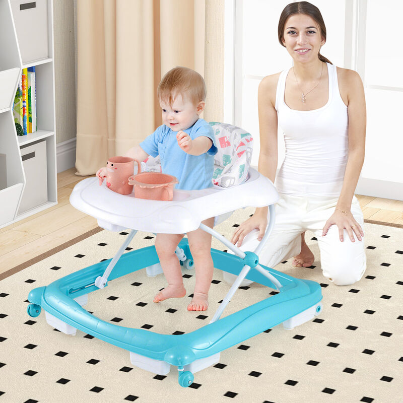 Adjustable Baby Walker with 3 Height Levels and Foldable Padded Seat image number 1